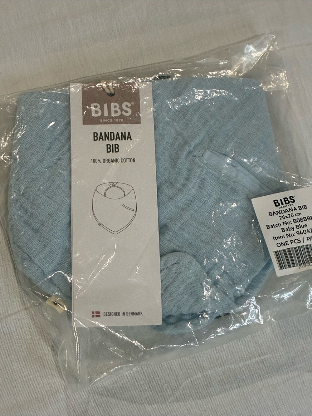 Bandana Bib in Baby Blue - 100% Organic Cotton